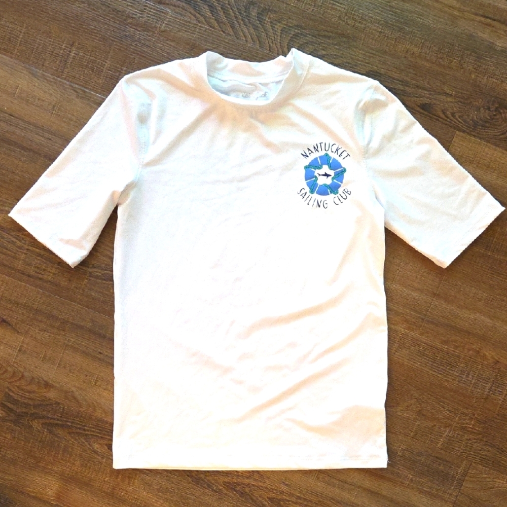 Cat & Jack Xl 16 Kids White Swim T-Shirt Rashgaurd